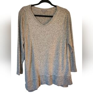 CLOSET CLEAROUT Habitat Gray V-Neck Long Sleeve Shirt Top, Soft Top, Large